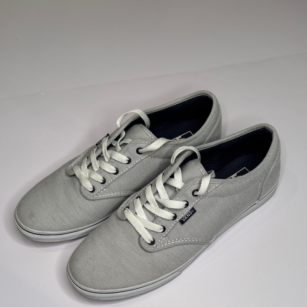 Vans white & navy striped Canvas Sneakers